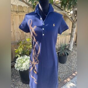 Ralph Lauren Sport Navy Polo Shirt Dress S/M Equestrian Bridle 100% Cotton
24